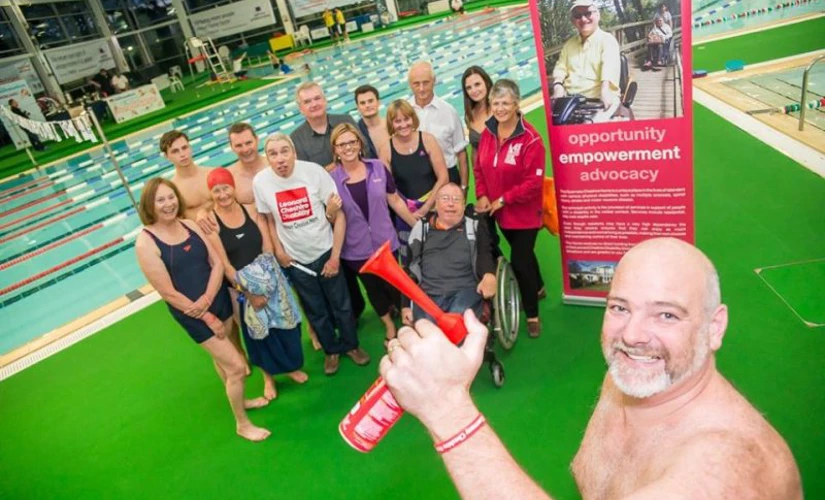 group posing for Skipton Swimarathon