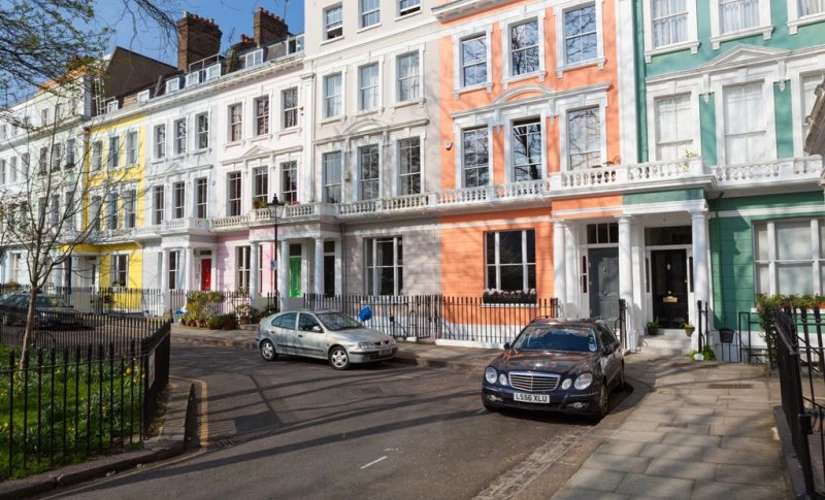 Colourful houses and street