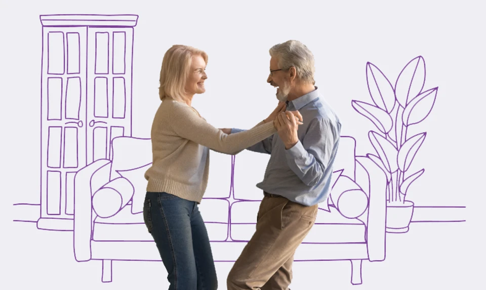 Retired couple dancing