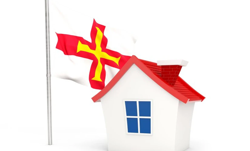 Guernsey Flag with house silhouette 