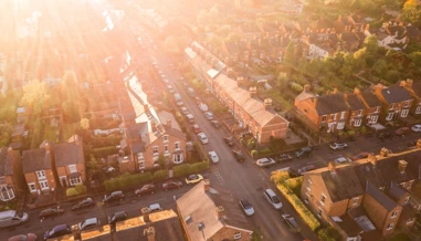 birds eye view of UK housing complex