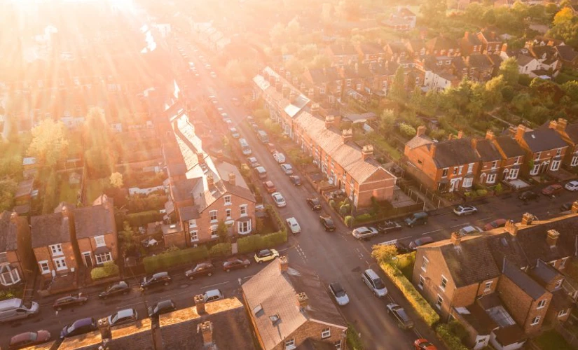 birds eye view of UK housing complex