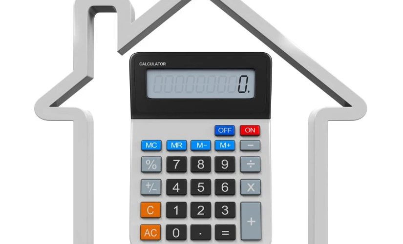 house outline with calculator in the middle