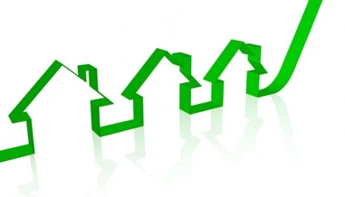 Stocks arrow in the shape of houses