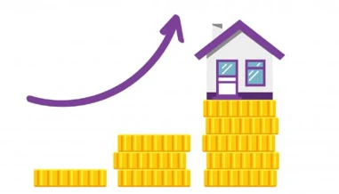 pennies increasing in size with house on top