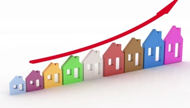 houses stacked up in different colours