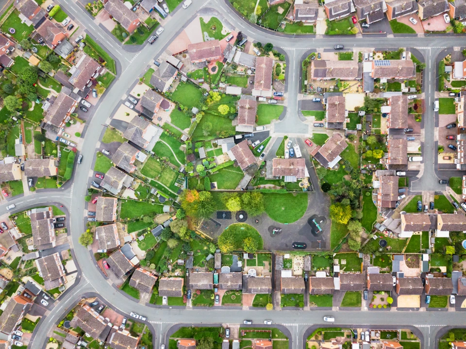 Aerial View Of Houses In England