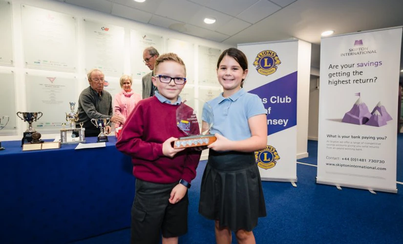school children excepting Skipton Swimarathon Award