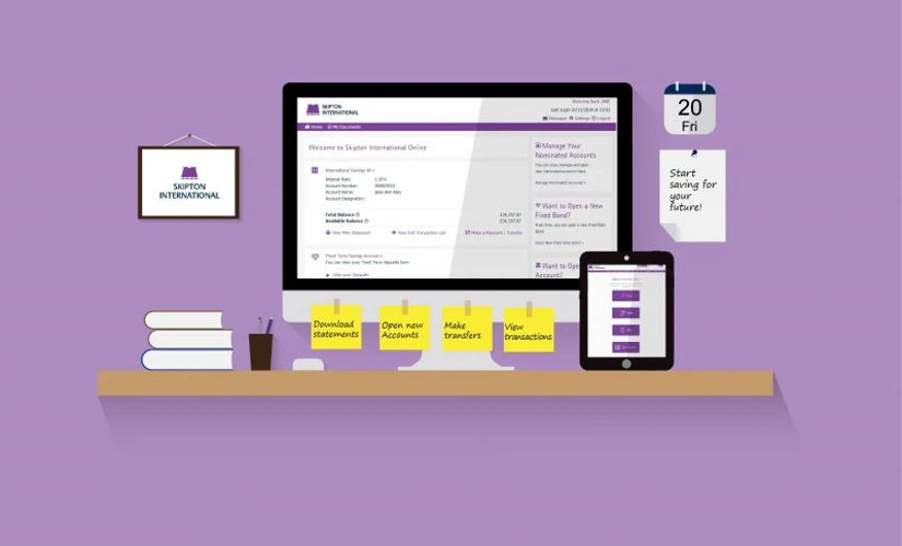 Office equipment with purple background