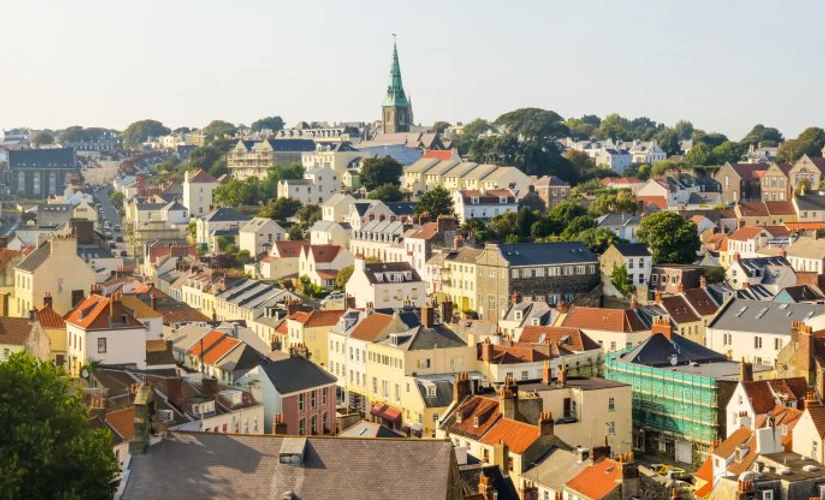 overview of town with church