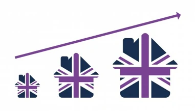 UK houses with line to show increase