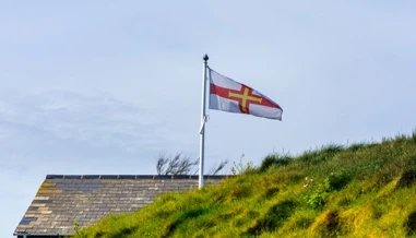Guernsey Flag on a hill