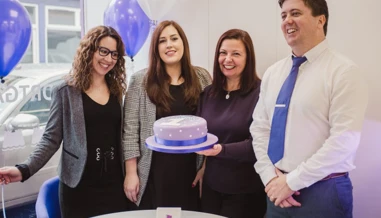 Skipton Jersey Mortgage staff celebrating 1 year